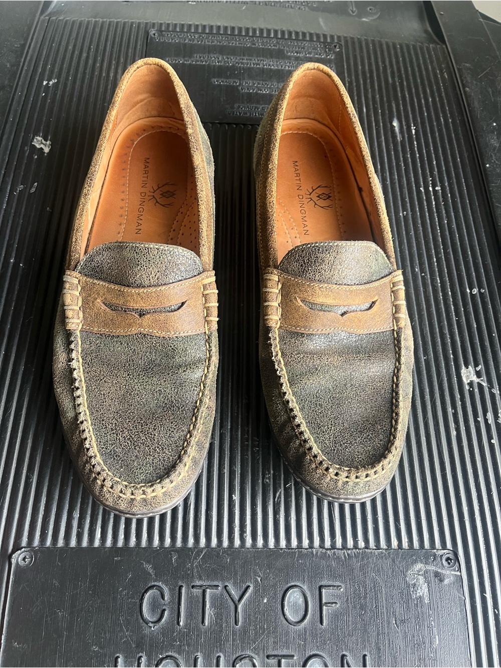 Martin Dingman Two-Tone Brown & Tan Leather Penny Loafers